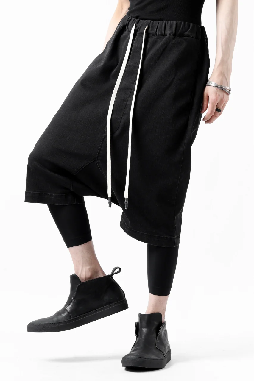 ISAMU KATAYAMA BACKLASH SARROUEL DENIM SHORTS / EXTREME STRETCH WASHER (BLACK) - Image 20