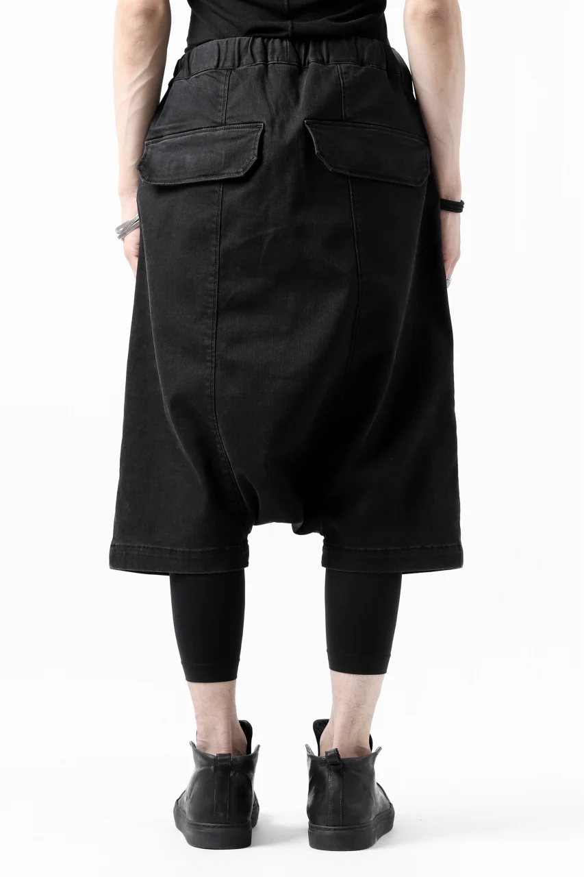 ISAMU KATAYAMA BACKLASH SARROUEL DENIM SHORTS / EXTREME STRETCH WASHER (BLACK) - Image 21