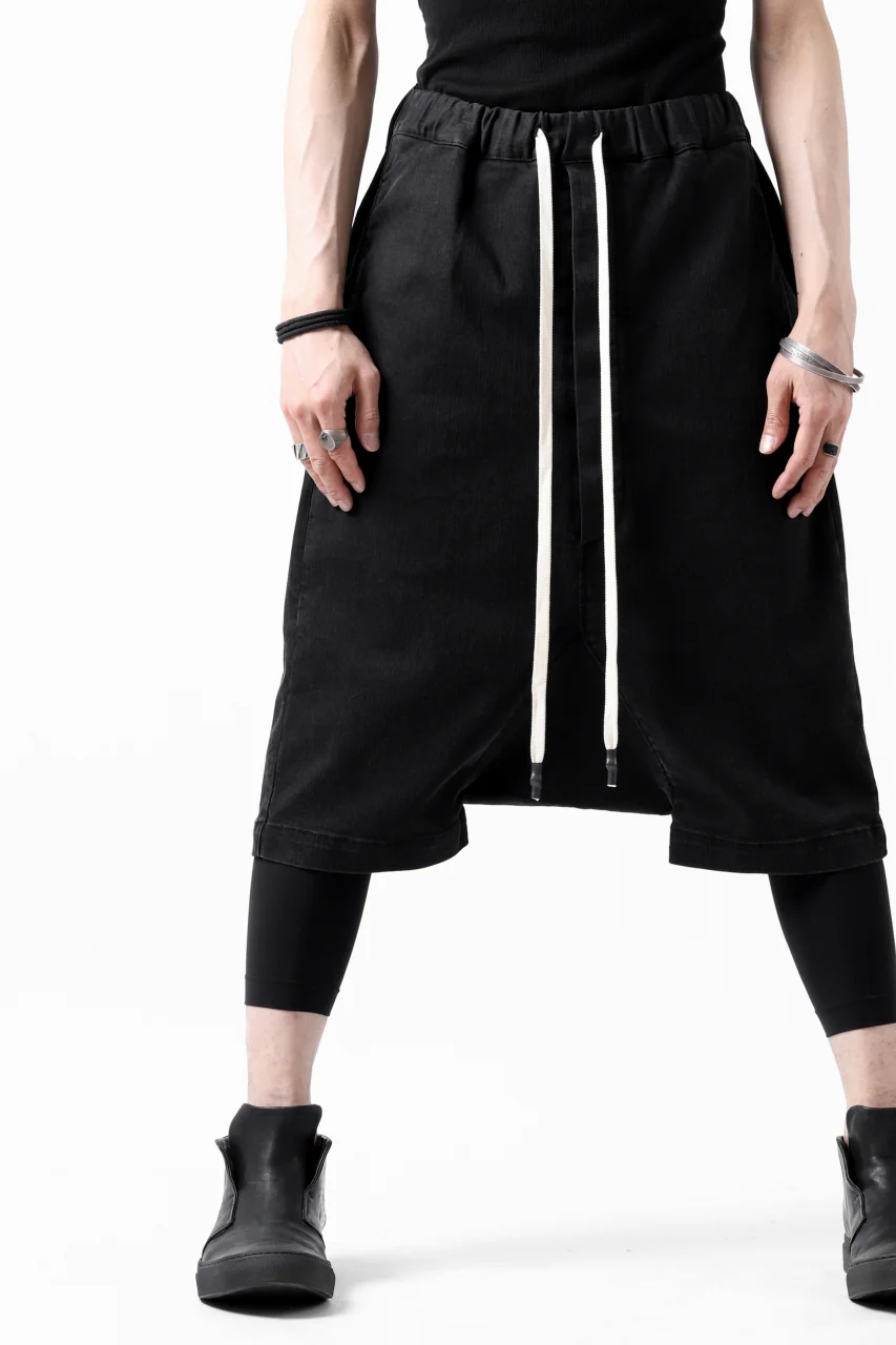 ISAMU KATAYAMA BACKLASH SARROUEL DENIM SHORTS / EXTREME STRETCH WASHER (BLACK) - Image 23