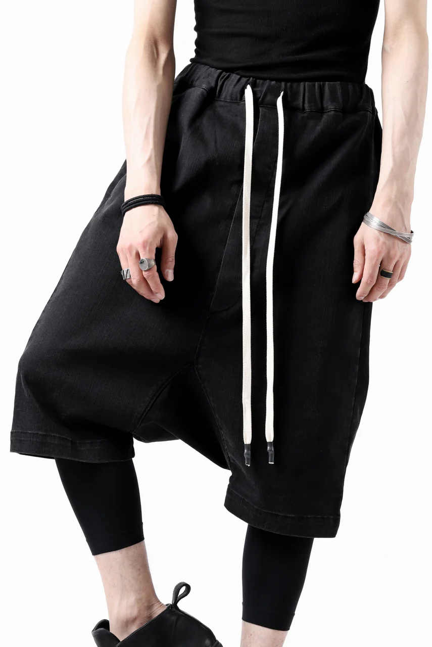 ISAMU KATAYAMA BACKLASH SARROUEL DENIM SHORTS / EXTREME STRETCH WASHER (BLACK) - Image 26