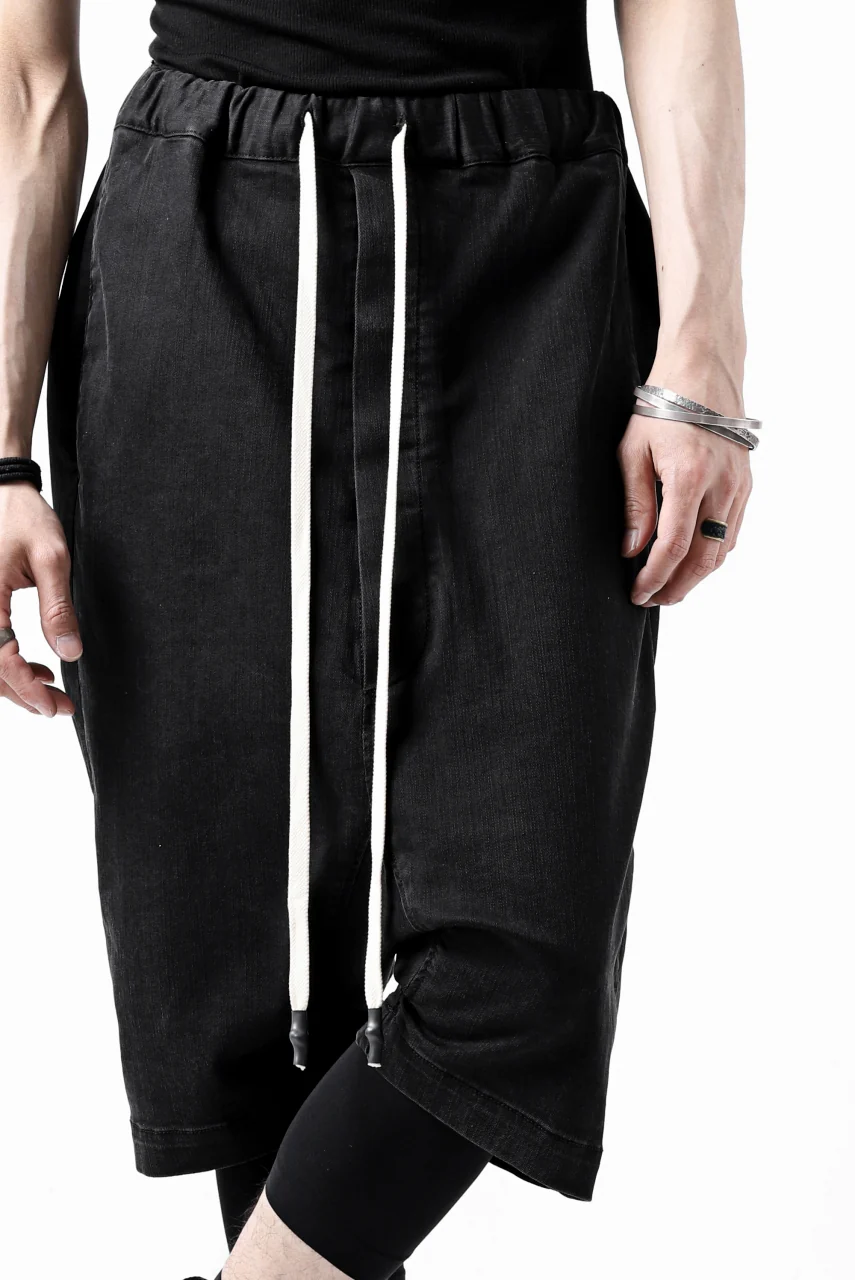 ISAMU KATAYAMA BACKLASH SARROUEL DENIM SHORTS / EXTREME STRETCH WASHER (BLACK) - Image 28