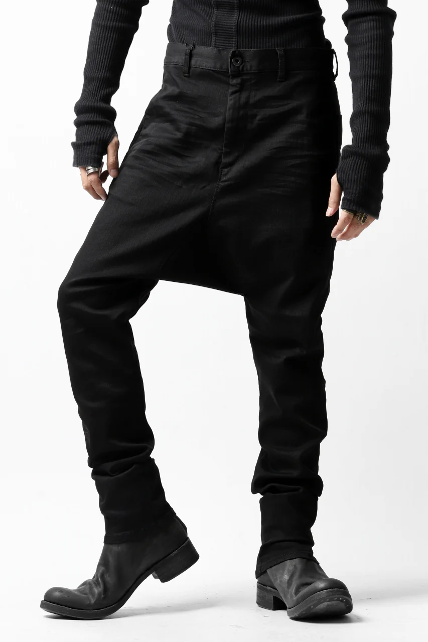 ISAMU KATAYAMA BACKLASH SARROUEL PANTS / HIGH POWER STRETCH DENIM (BLACK) - Image 13