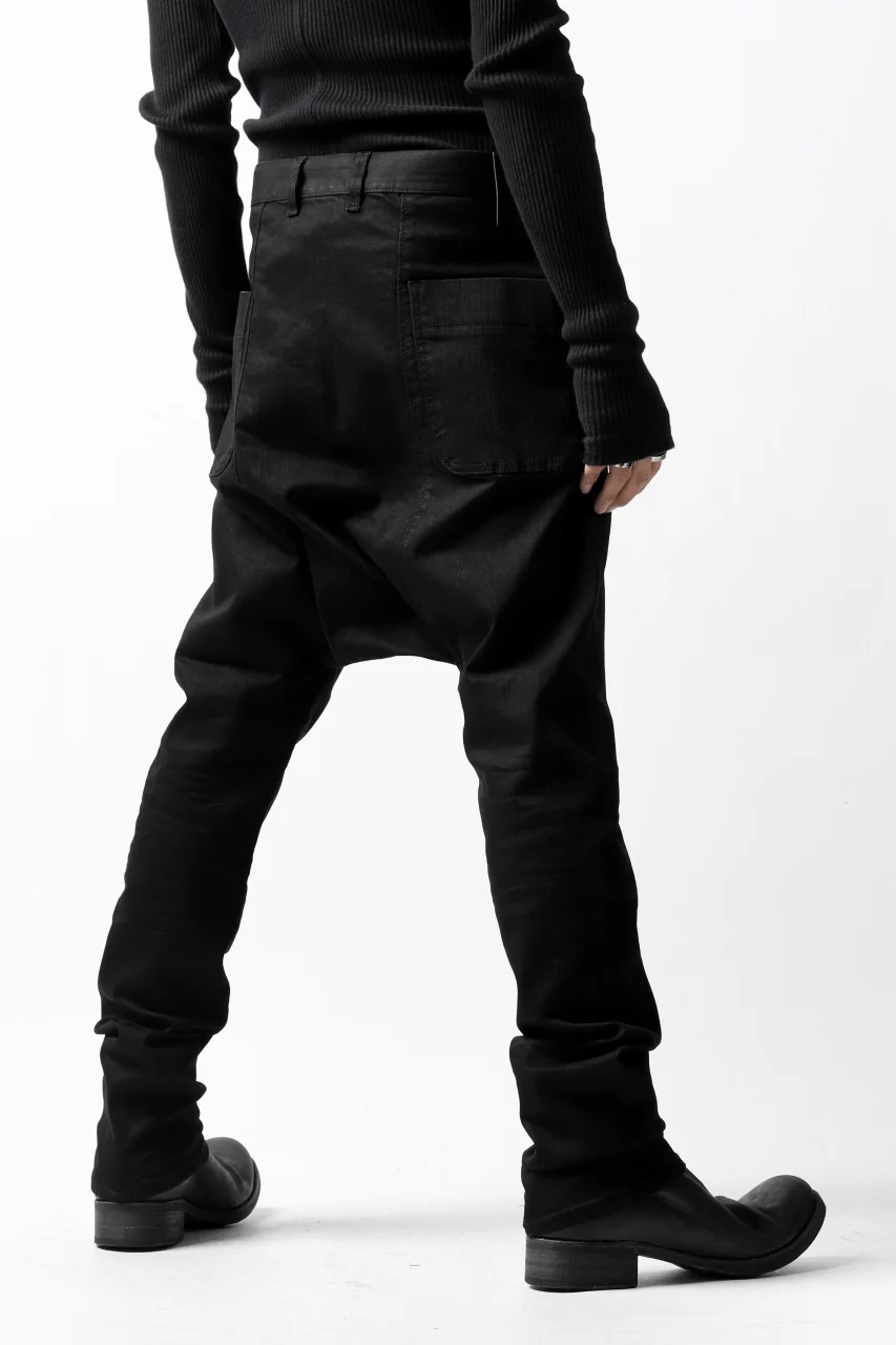 ISAMU KATAYAMA BACKLASH SARROUEL PANTS / HIGH POWER STRETCH DENIM (BLACK) - Image 14
