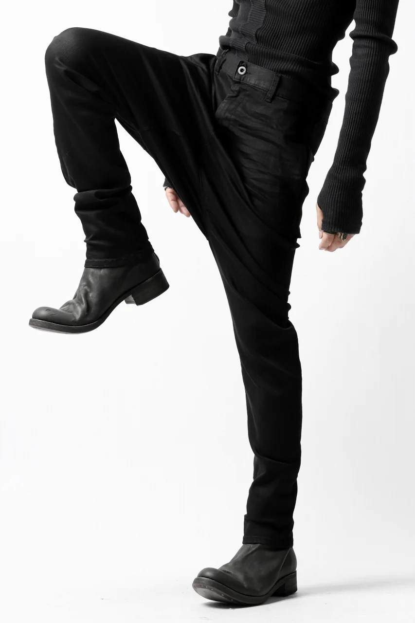 ISAMU KATAYAMA BACKLASH SARROUEL PANTS / HIGH POWER STRETCH DENIM (BLACK) - Image 15