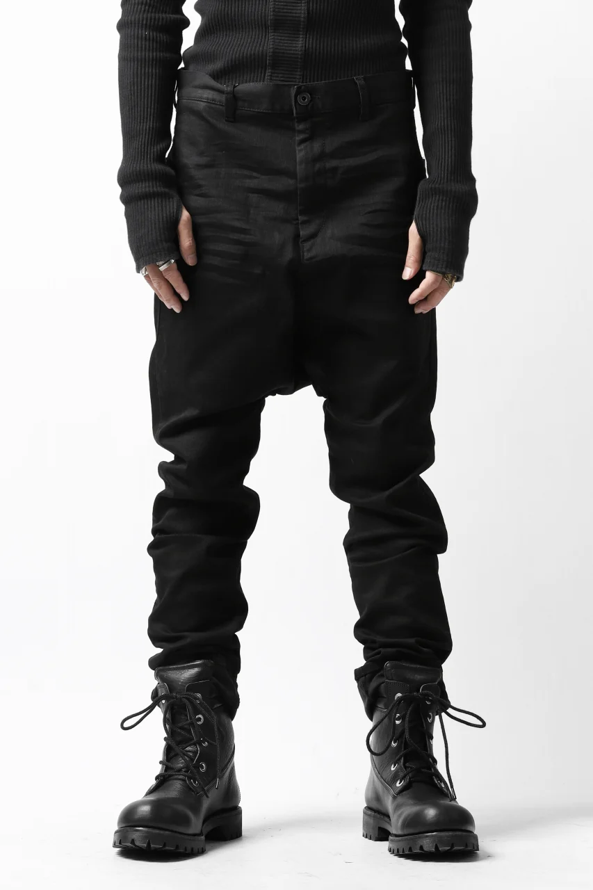 ISAMU KATAYAMA BACKLASH SARROUEL PANTS / HIGH POWER STRETCH DENIM (BLACK) - Image 2