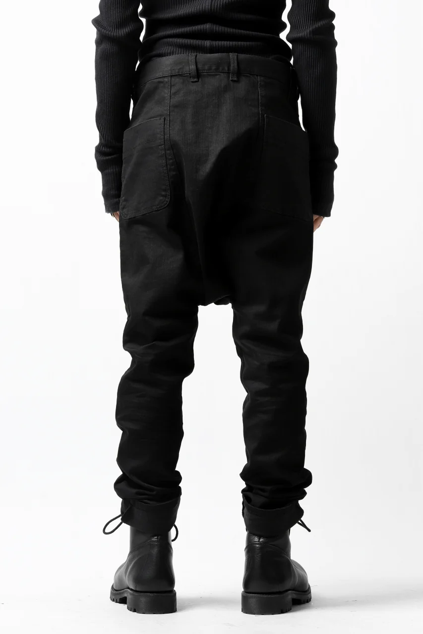 ISAMU KATAYAMA BACKLASH SARROUEL PANTS / HIGH POWER STRETCH DENIM (BLACK) - Image 20