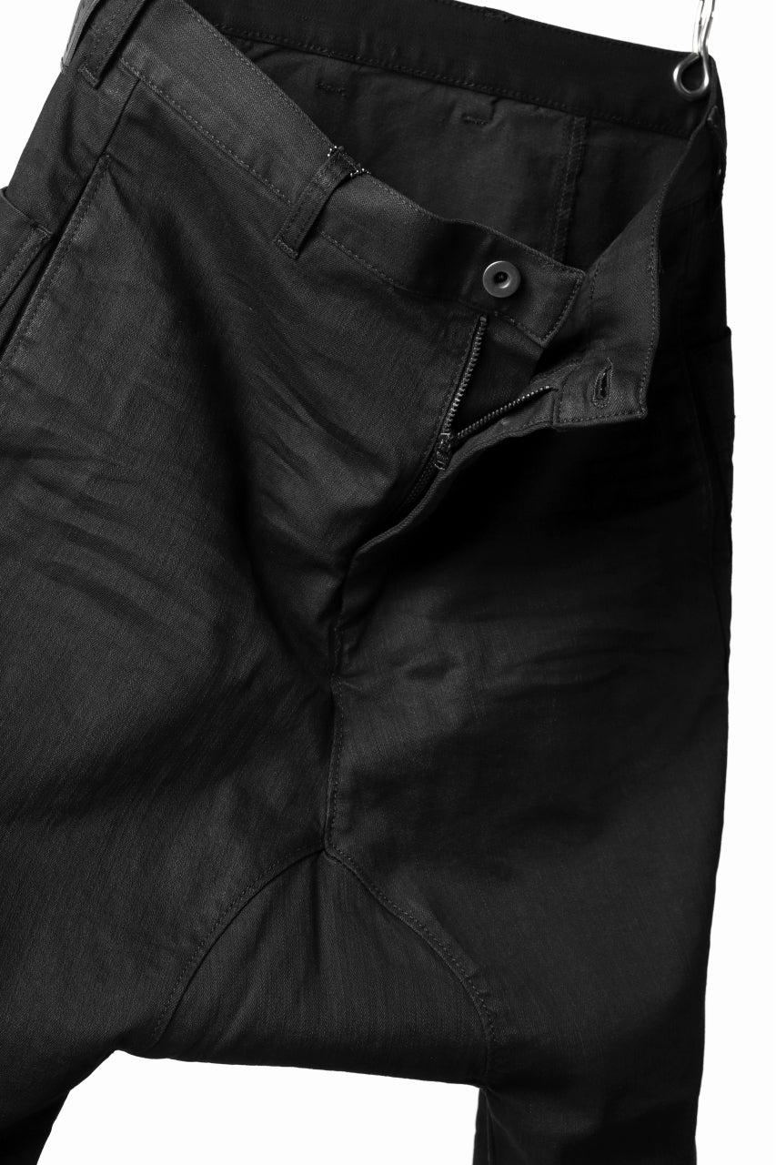 ISAMU KATAYAMA BACKLASH SARROUEL PANTS / HIGH POWER STRETCH DENIM (BLACK) - Image 6