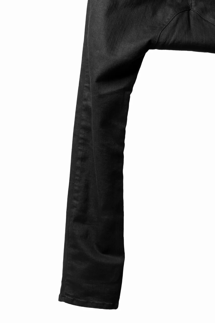 ISAMU KATAYAMA BACKLASH SARROUEL PANTS / HIGH POWER STRETCH DENIM (BLACK) - Image 8