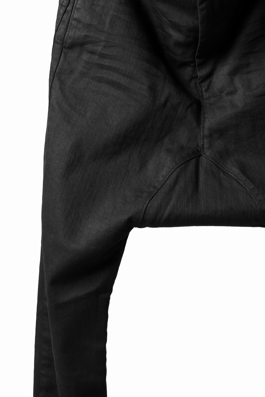ISAMU KATAYAMA BACKLASH SARROUEL PANTS / HIGH POWER STRETCH DENIM (BLACK) - Image 9
