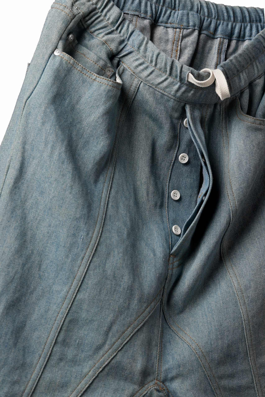 ISAMU KATAYAMA BACKLASH SARROUEL SHORT PANTS / COTTON LINEN DENIM (INDIGO) - Image 10
