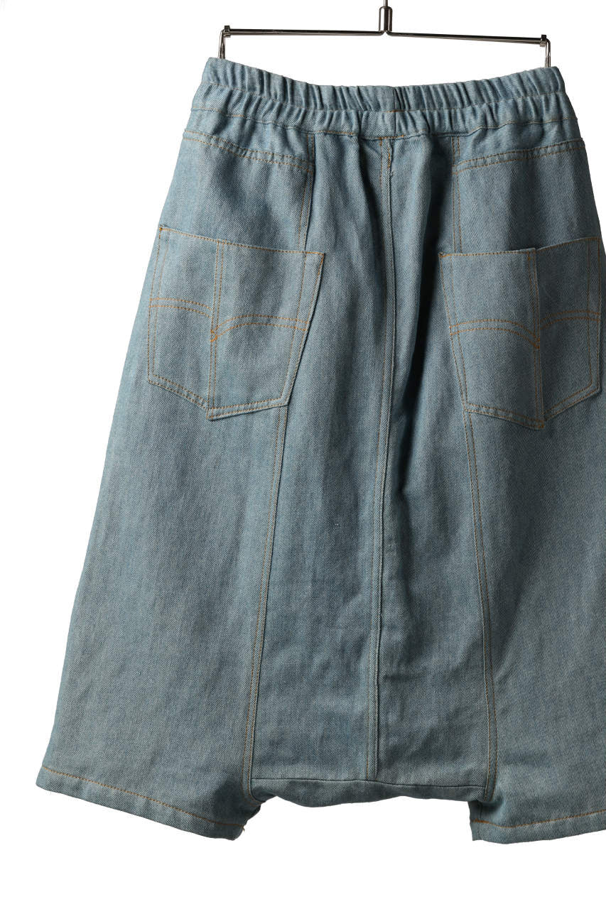 ISAMU KATAYAMA BACKLASH SARROUEL SHORT PANTS / COTTON LINEN DENIM (INDIGO) - Image 11