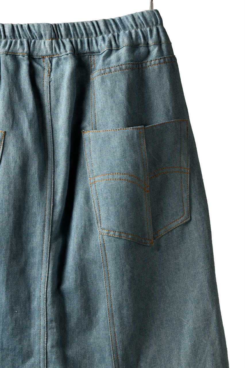 ISAMU KATAYAMA BACKLASH SARROUEL SHORT PANTS / COTTON LINEN DENIM (INDIGO) - Image 13