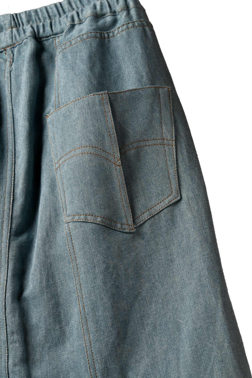 ISAMU KATAYAMA BACKLASH SARROUEL SHORT PANTS / COTTON LINEN DENIM (INDIGO) - Image 14