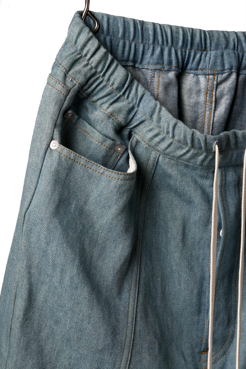 ISAMU KATAYAMA BACKLASH SARROUEL SHORT PANTS / COTTON LINEN DENIM (INDIGO) - Image 5