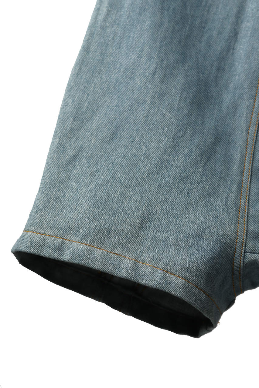 ISAMU KATAYAMA BACKLASH SARROUEL SHORT PANTS / COTTON LINEN DENIM (INDIGO) - Image 7