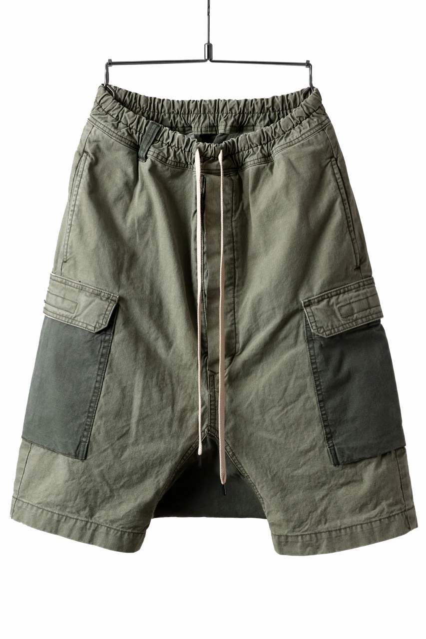 ISAMU KATAYAMA BACKLASH SARROUEL SHORTS / STONE WASHED USA-COTTON (KHAKI)