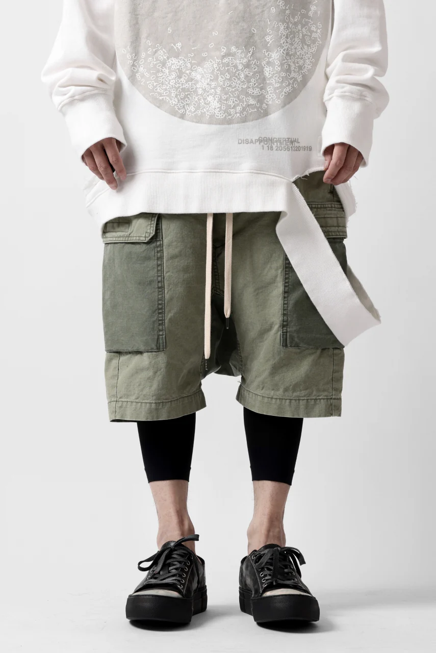 ISAMU KATAYAMA BACKLASH SARROUEL SHORTS / STONE WASHED USA-COTTON (KHAKI) - Image 2