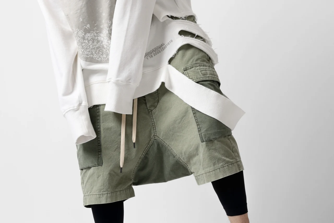 ISAMU KATAYAMA BACKLASH SARROUEL SHORTS / STONE WASHED USA-COTTON (KHAKI) - Image 29