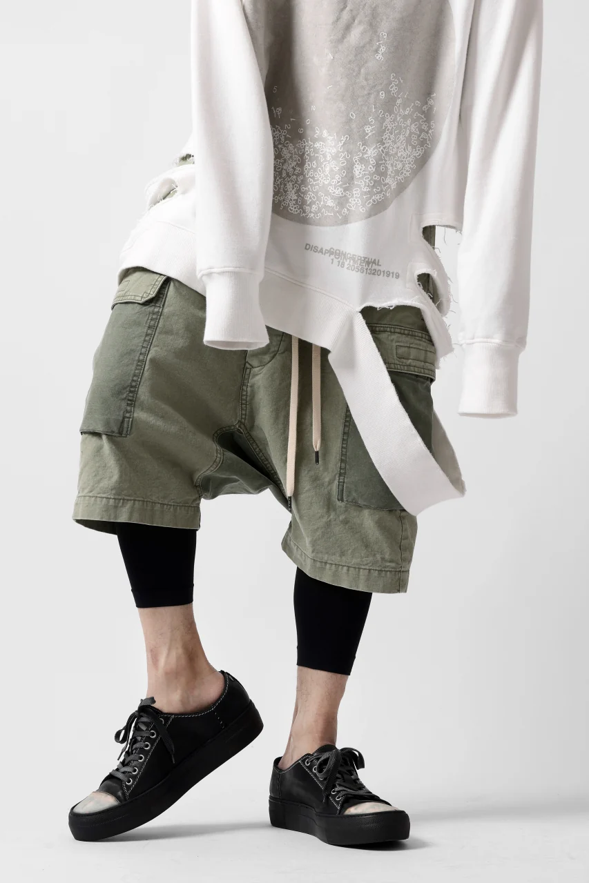 ISAMU KATAYAMA BACKLASH SARROUEL SHORTS / STONE WASHED USA-COTTON (KHAKI) - Image 3