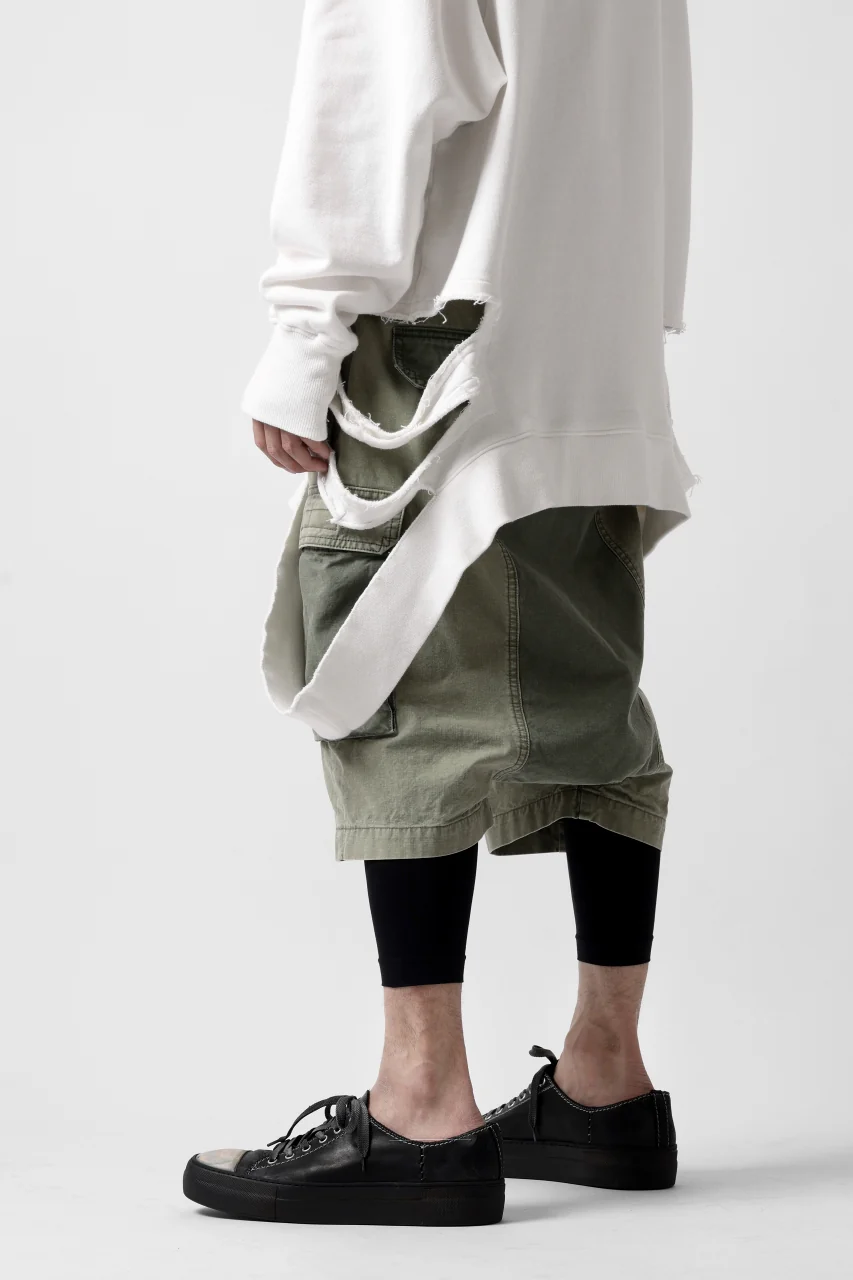 ISAMU KATAYAMA BACKLASH SARROUEL SHORTS / STONE WASHED USA-COTTON (KHAKI) - Image 5