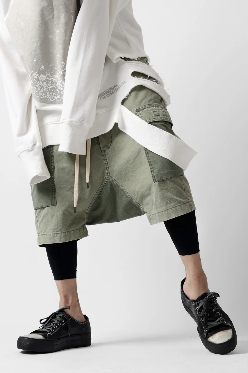 ISAMU KATAYAMA BACKLASH SARROUEL SHORTS / STONE WASHED USA-COTTON (KHAKI) - Image 6