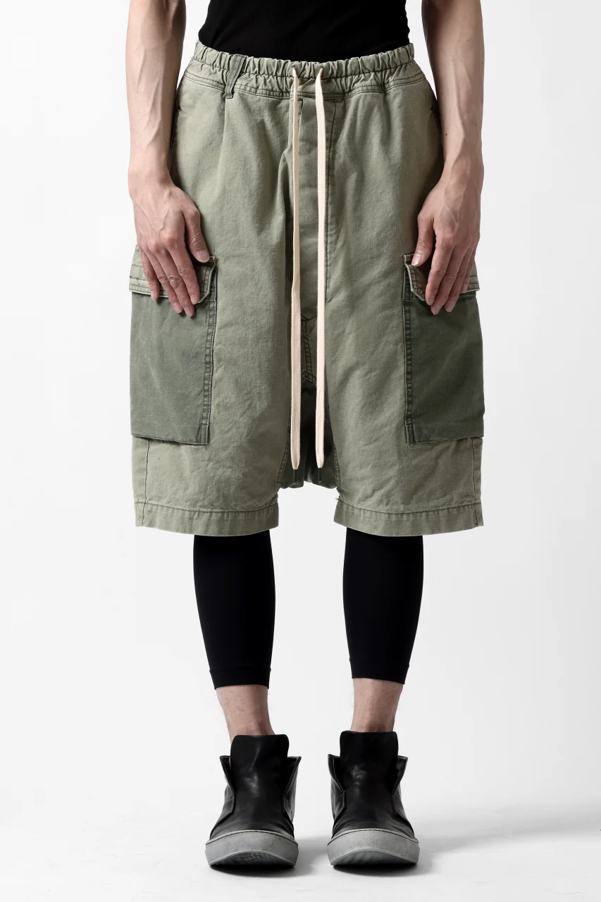 ISAMU KATAYAMA BACKLASH SARROUEL SHORTS / STONE WASHED USA-COTTON (KHAKI) - Image 8