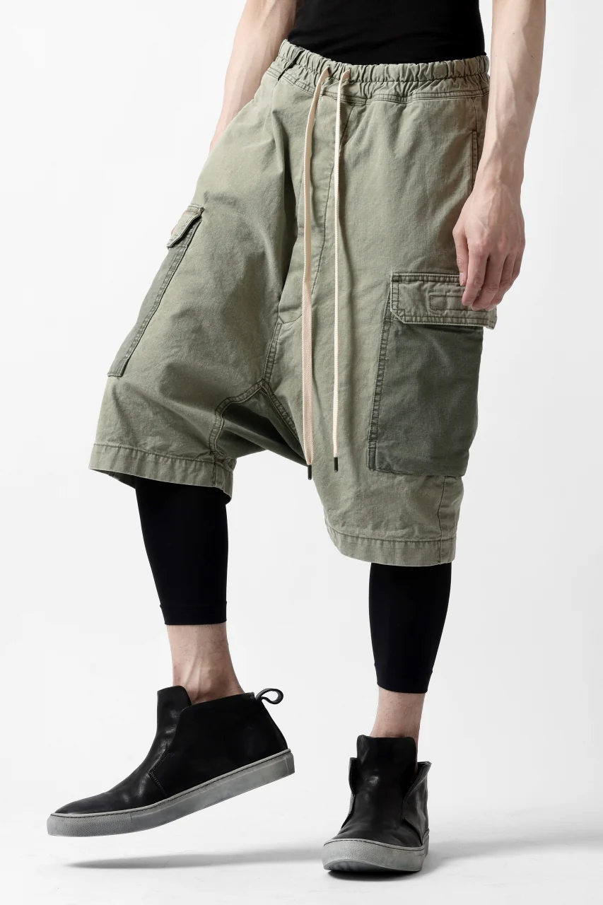 ISAMU KATAYAMA BACKLASH SARROUEL SHORTS / STONE WASHED USA-COTTON (KHAKI) - Image 9