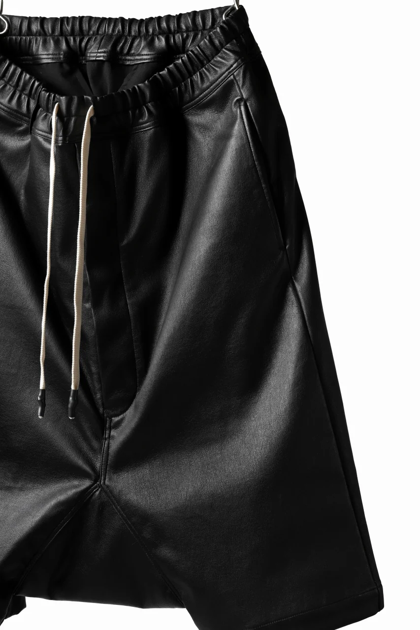 ISAMU KATAYAMA BACKLASH SARROUELSHORT PANTS / STRETCH SMOOTH DEER (BLACK) - Image 5