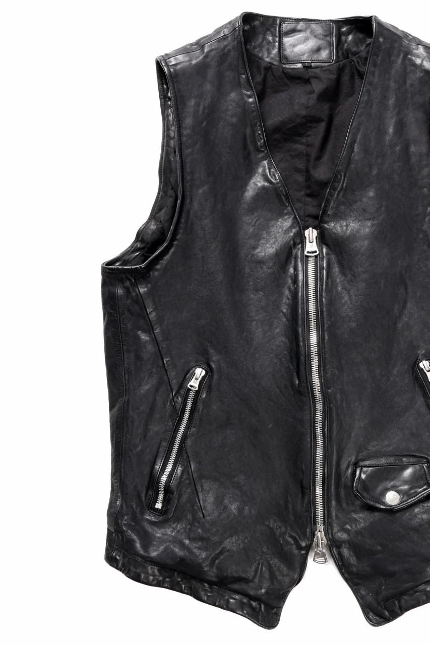 ISAMU KATAYAMA BACKLASH SHOULDER FRENCH SHOULDER GARMENT-DYED ZIPPER VEST (BLACK) - Image 5