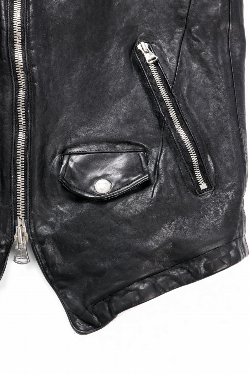 ISAMU KATAYAMA BACKLASH SHOULDER FRENCH SHOULDER GARMENT-DYED ZIPPER VEST (BLACK) - Image 6