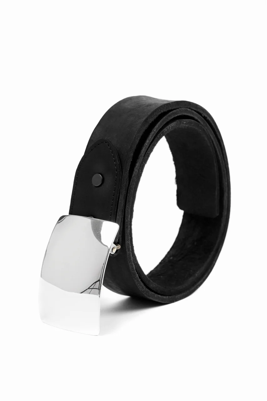 ISAMU KATAYAMA BACKLASH SILVER950 PLATE BUCKLE BELT / DOUBLE-SHOULDER OBJECT DYED (BLACK)