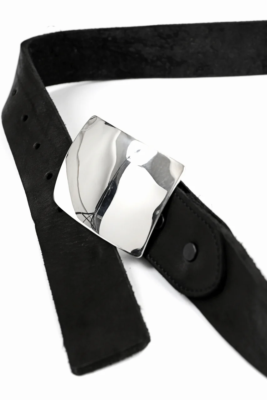 ISAMU KATAYAMA BACKLASH SILVER950 PLATE BUCKLE BELT / DOUBLE-SHOULDER OBJECT DYED (BLACK) - Image 18