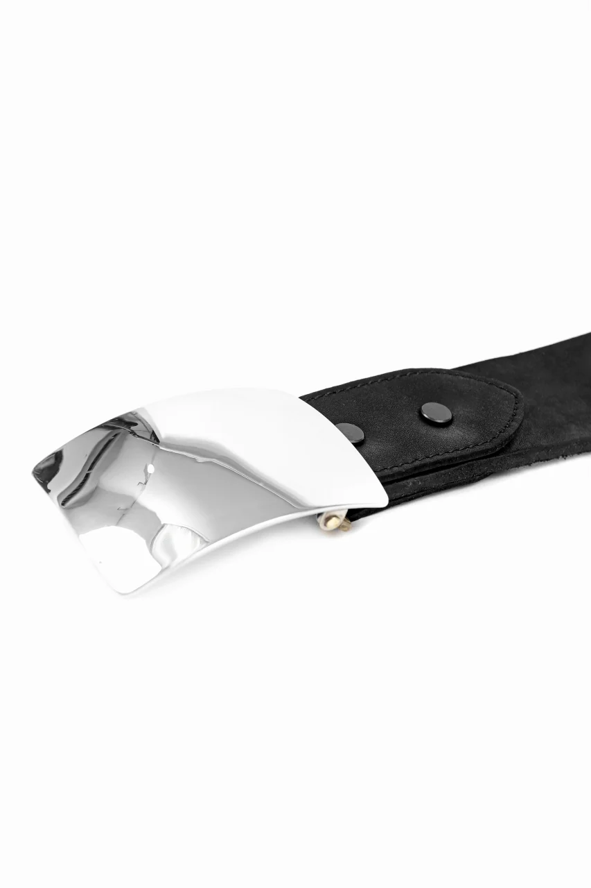 ISAMU KATAYAMA BACKLASH SILVER950 PLATE BUCKLE BELT / DOUBLE-SHOULDER OBJECT DYED (BLACK) - Image 19