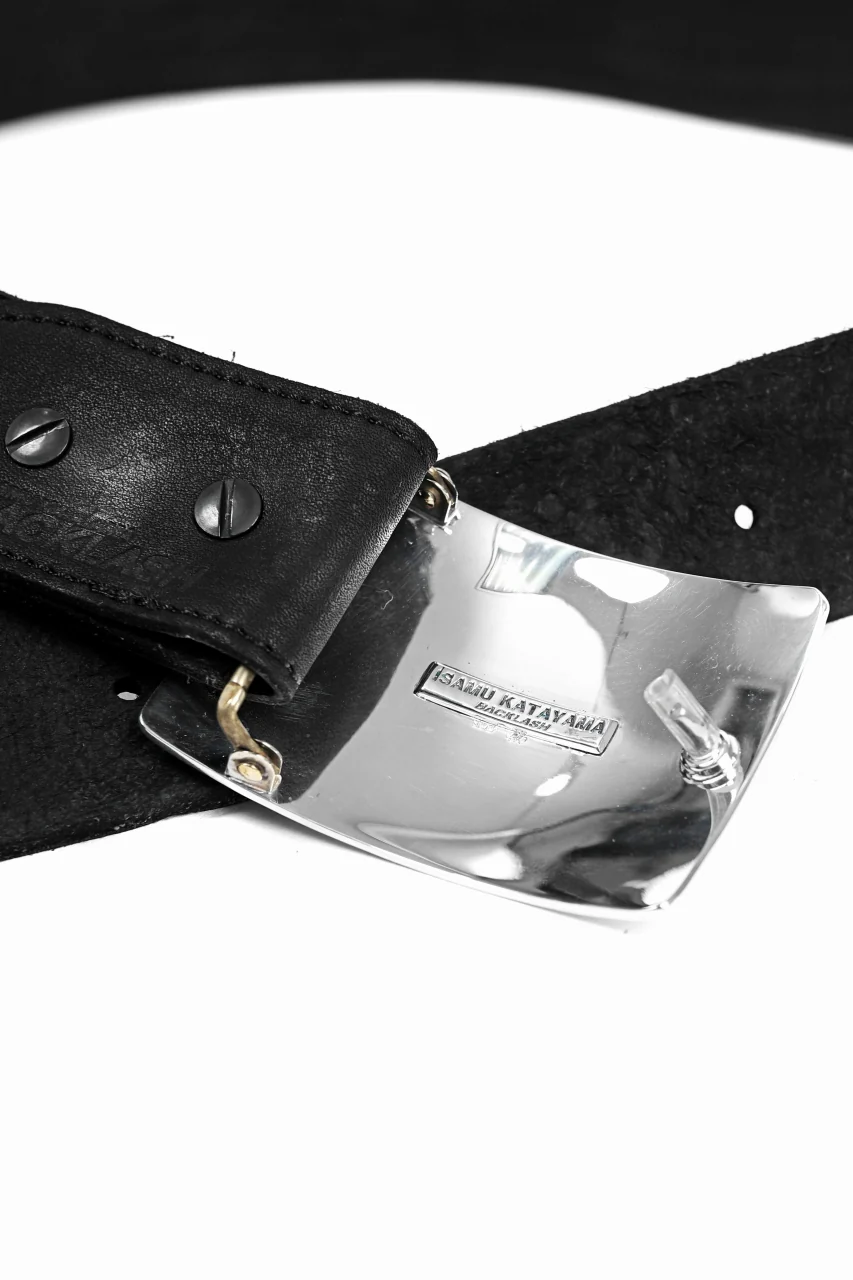 ISAMU KATAYAMA BACKLASH SILVER950 PLATE BUCKLE BELT / DOUBLE-SHOULDER OBJECT DYED (BLACK) - Image 21