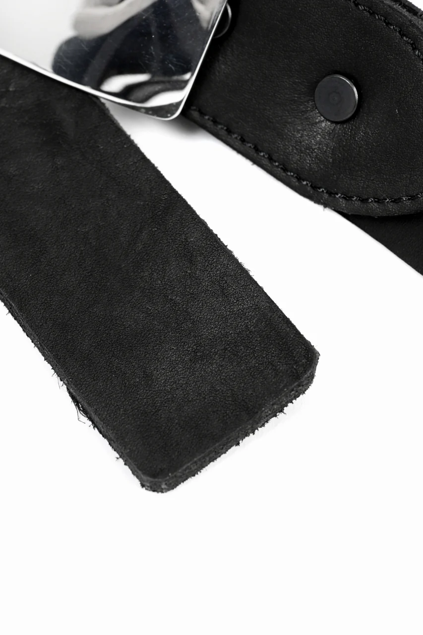 ISAMU KATAYAMA BACKLASH SILVER950 PLATE BUCKLE BELT / DOUBLE-SHOULDER OBJECT DYED (BLACK) - Image 22
