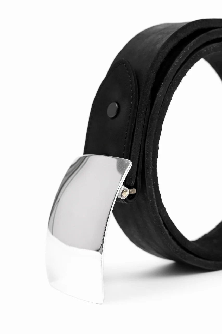 ISAMU KATAYAMA BACKLASH SILVER950 PLATE BUCKLE BELT / DOUBLE-SHOULDER OBJECT DYED (BLACK) - Image 6