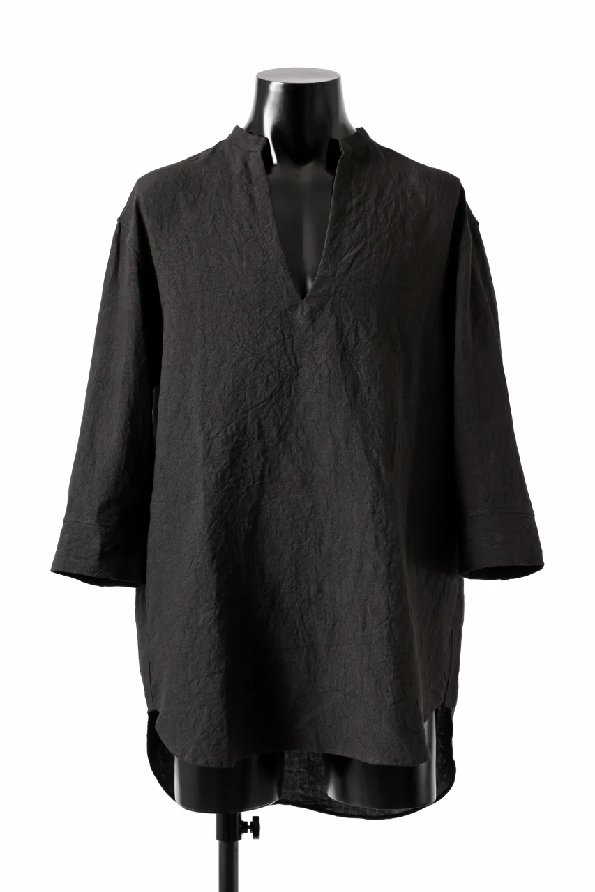 ISAMU KATAYAMA BACKLASH SKIPPER SHIRT / SOFT LINEN (BLACK)