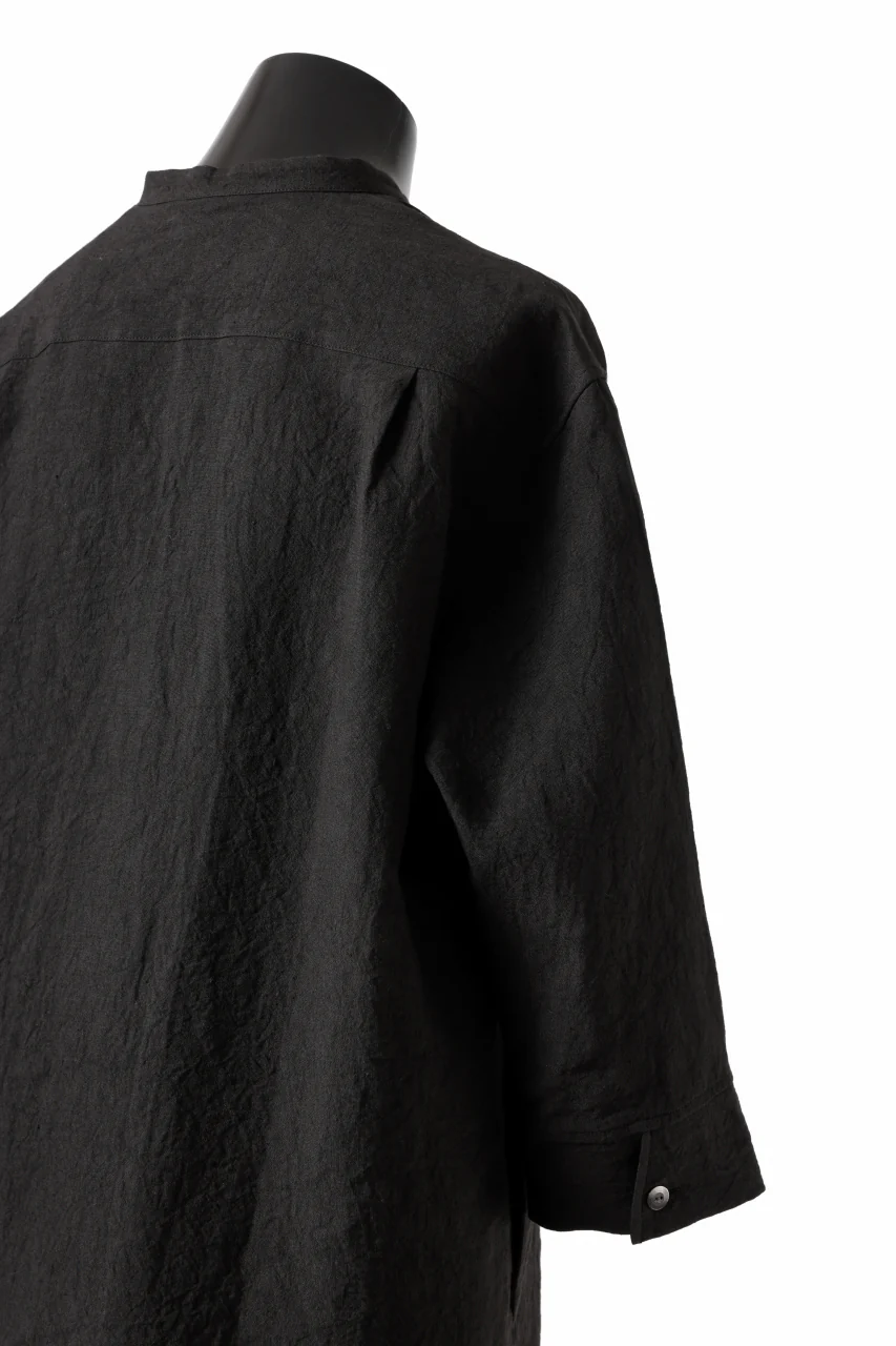 ISAMU KATAYAMA BACKLASH SKIPPER SHIRT / SOFT LINEN (BLACK) - Image 13