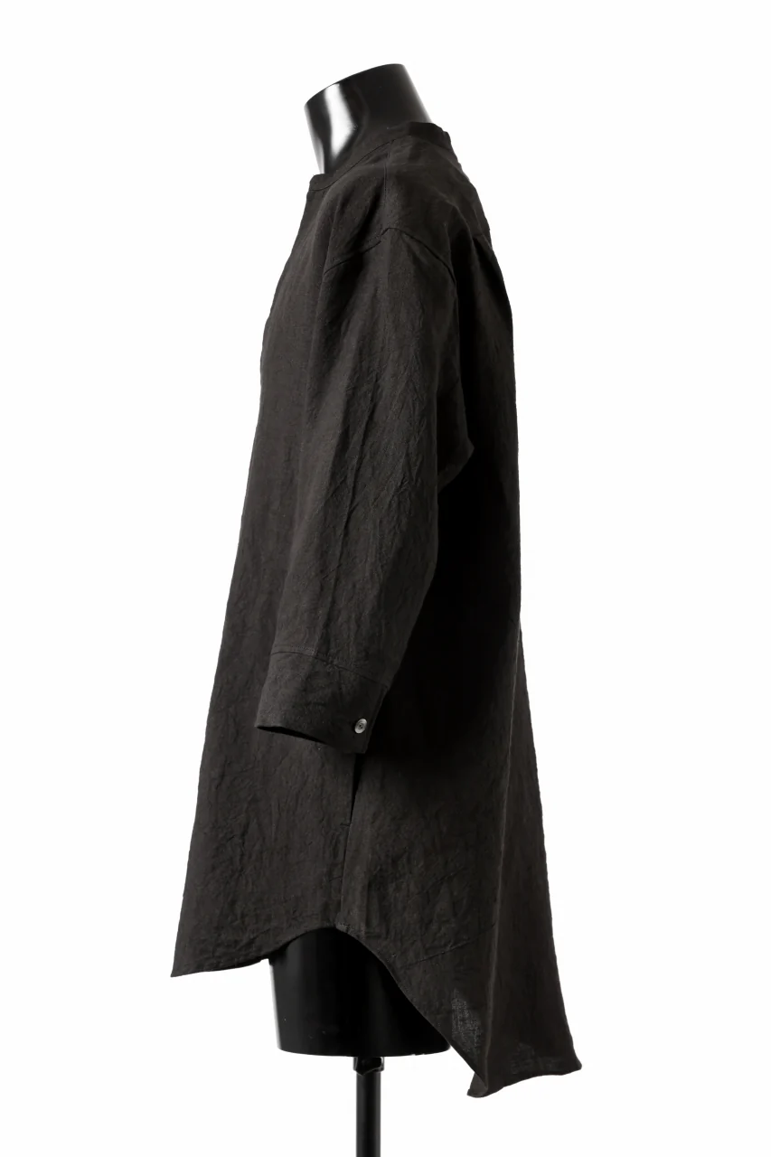 ISAMU KATAYAMA BACKLASH SKIPPER SHIRT / SOFT LINEN (BLACK) - Image 3