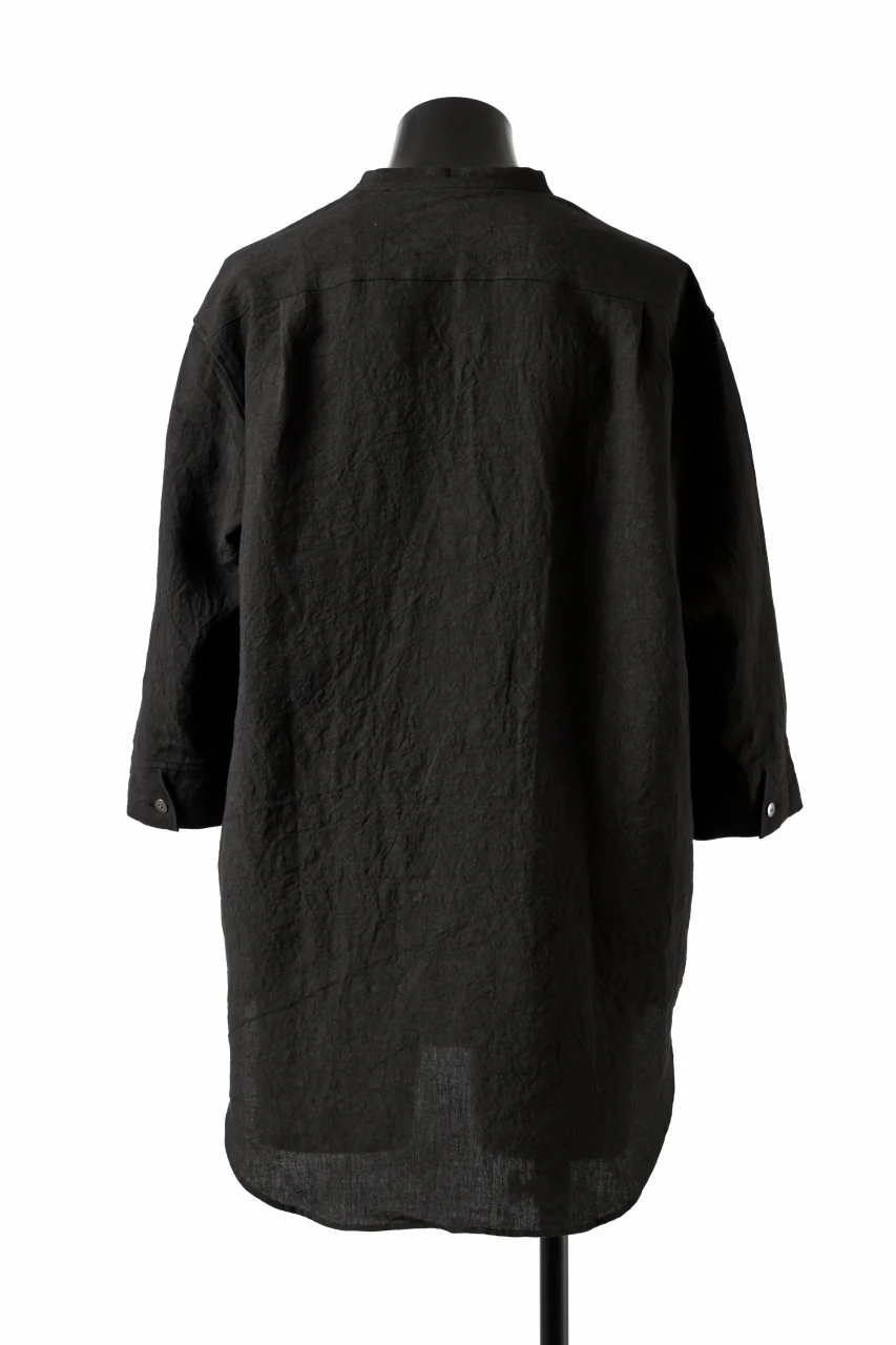 ISAMU KATAYAMA BACKLASH SKIPPER SHIRT / SOFT LINEN (BLACK) - Image 4
