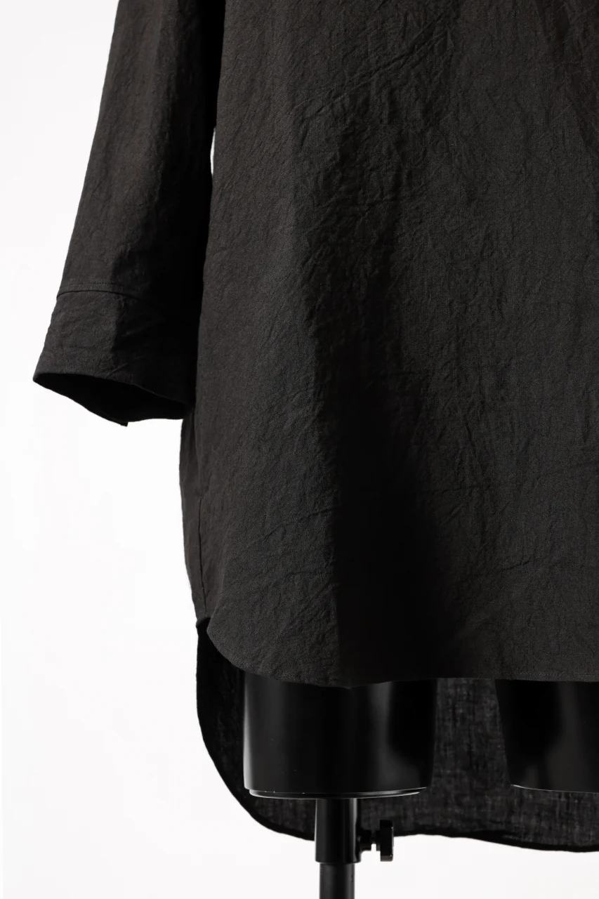 ISAMU KATAYAMA BACKLASH SKIPPER SHIRT / SOFT LINEN (BLACK) - Image 7
