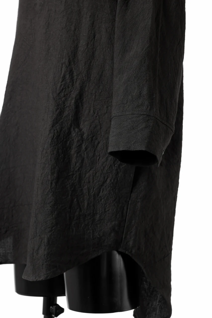 ISAMU KATAYAMA BACKLASH SKIPPER SHIRT / SOFT LINEN (BLACK) - Image 9