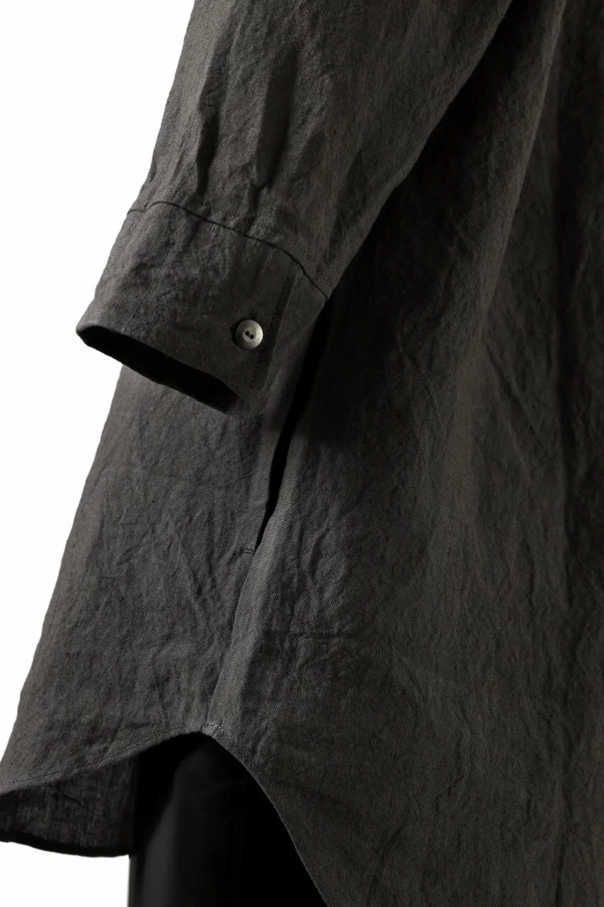 ISAMU KATAYAMA BACKLASH SKIPPER SHIRT / SOFT LINEN (CHARCOAL BLACK) - Image 14
