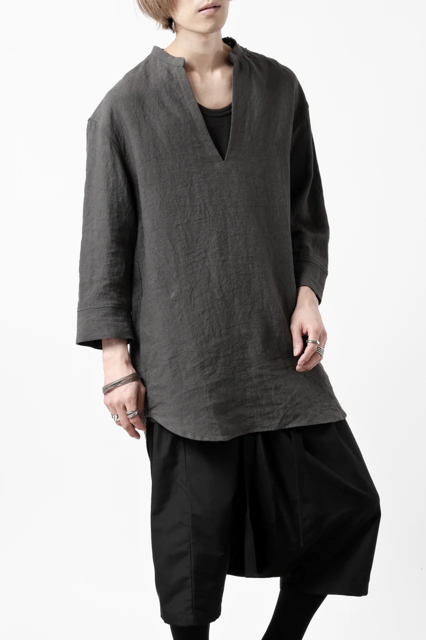 ISAMU KATAYAMA BACKLASH SKIPPER SHIRT / SOFT LINEN (CHARCOAL BLACK) - Image 19