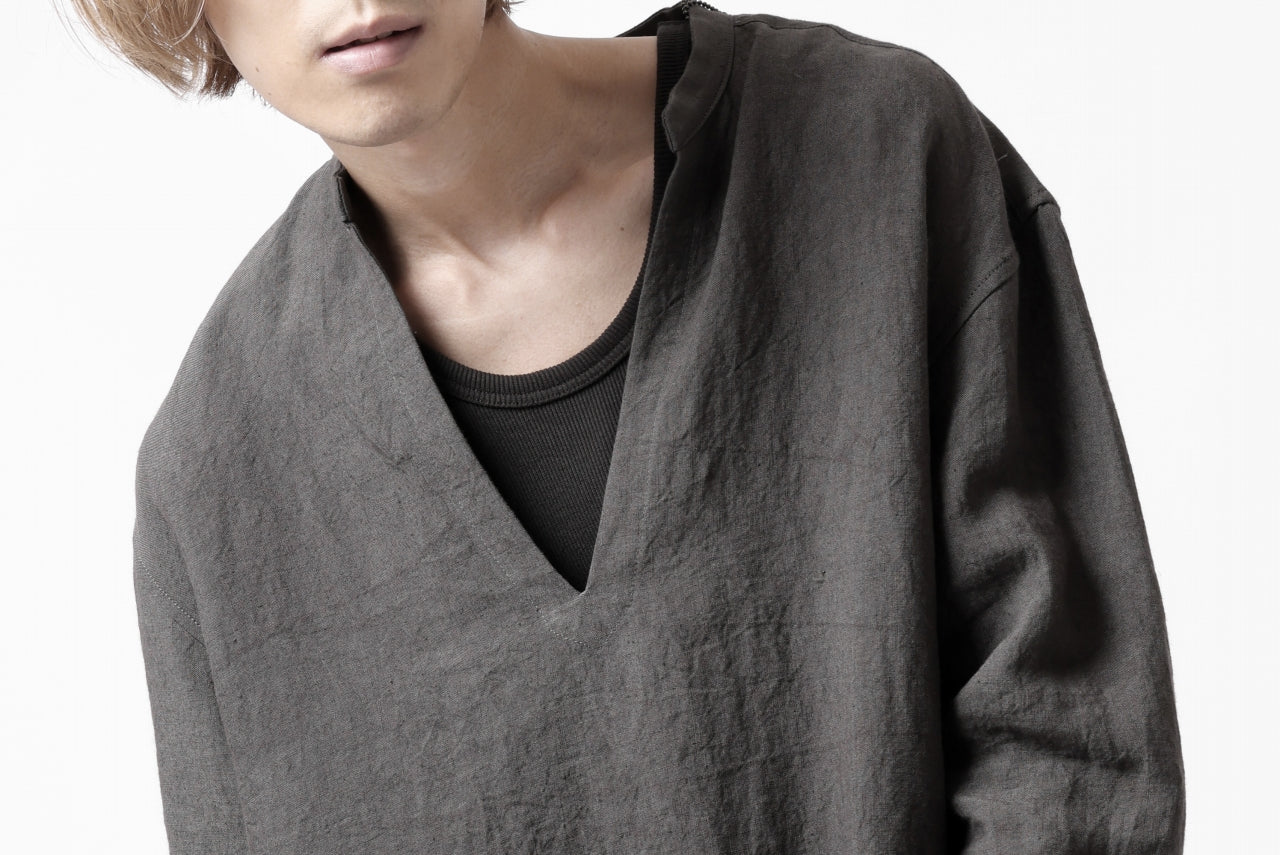 ISAMU KATAYAMA BACKLASH SKIPPER SHIRT / SOFT LINEN (CHARCOAL BLACK) - Image 31