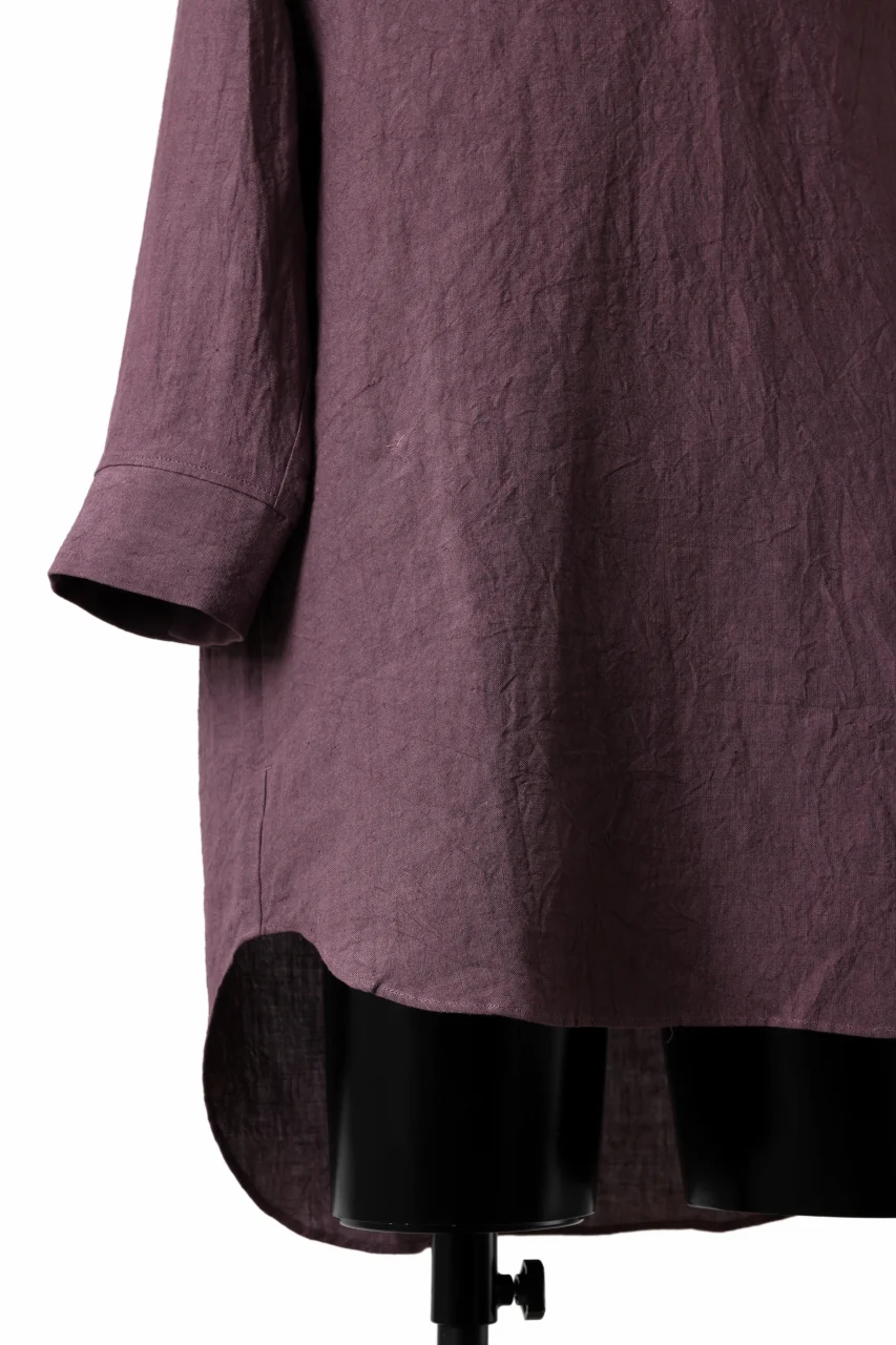 ISAMU KATAYAMA BACKLASH SKIPPER SHIRT / SOFT LINEN (LAVENDER) - Image 11