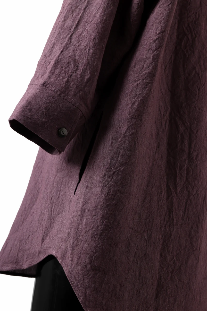 ISAMU KATAYAMA BACKLASH SKIPPER SHIRT / SOFT LINEN (LAVENDER) - Image 13
