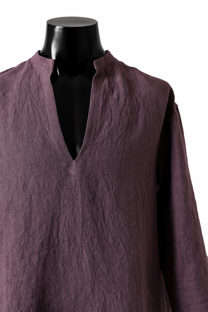 ISAMU KATAYAMA BACKLASH SKIPPER SHIRT / SOFT LINEN (LAVENDER) - Image 6