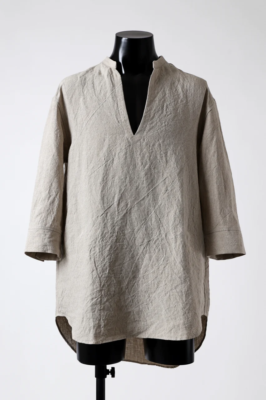 ISAMU KATAYAMA BACKLASH SKIPPER SHIRT / SOFT LINEN (NATURAL)