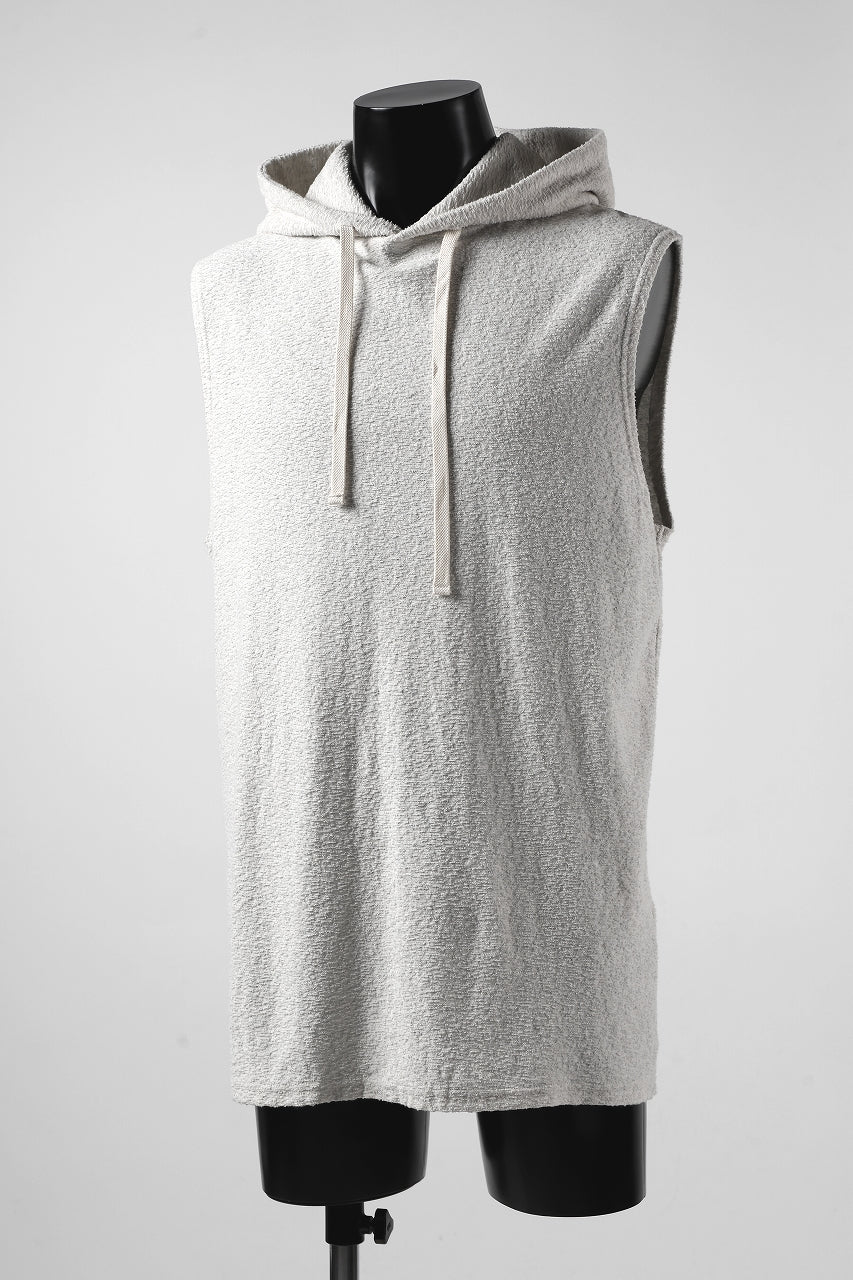 ISAMU KATAYAMA BACKLASH SLEEVELESS HOODIE CUT & SEWN / RANDOM PILE FABRIC (BEIGE) - Image 4